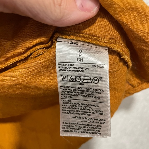 OLD NAVY | COTTON CAMEL FLOUNCE BOHO RUFFLE OFF THE SHOULDER TOP size small - Picture 4 of 6